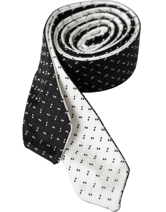 Dolce & Gabbana Black White Patterned Adjustable Tie Dolce & Gabbana