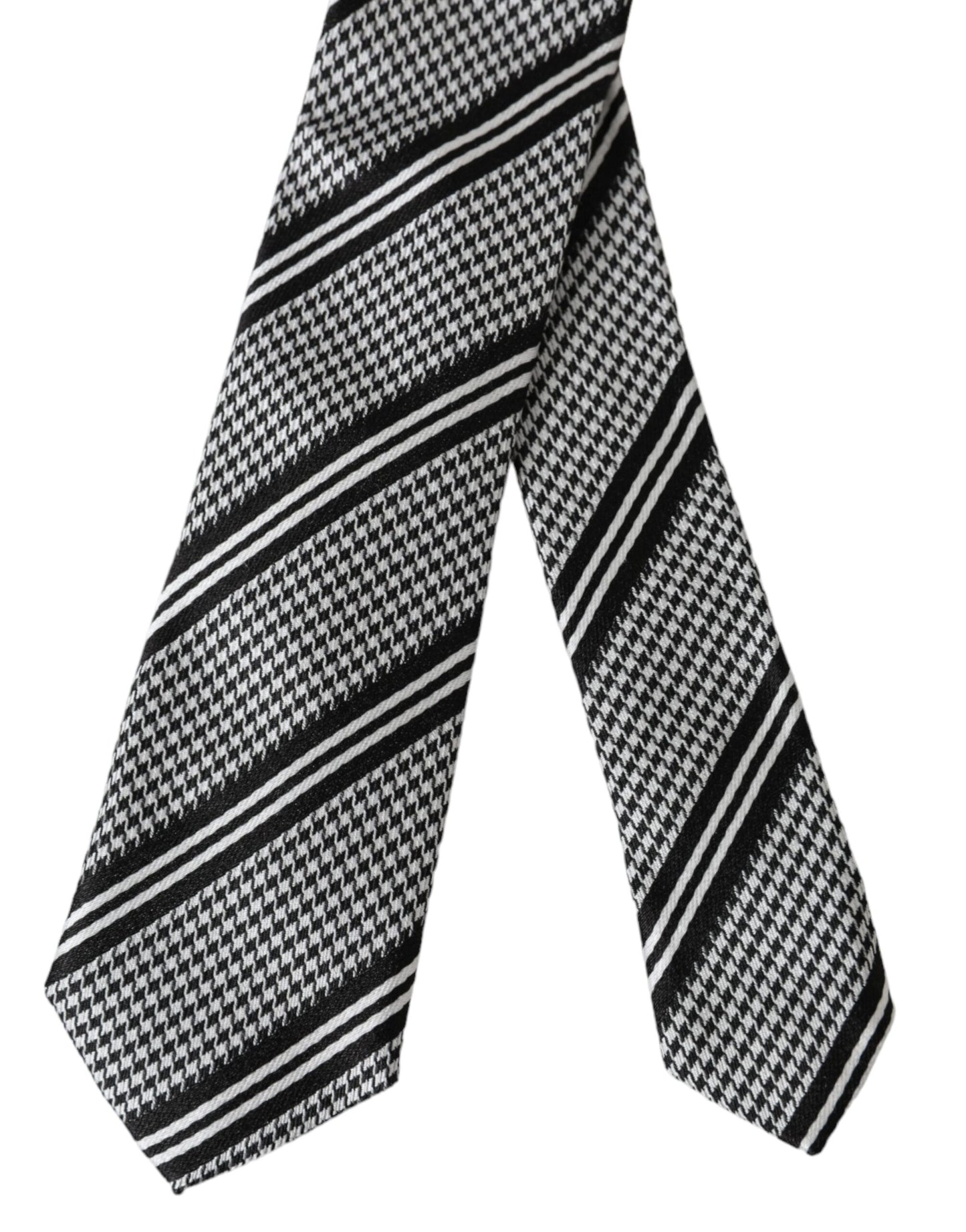 Dolce & Gabbana Black White Stripes Silk Adjustable Tie Dolce & Gabbana