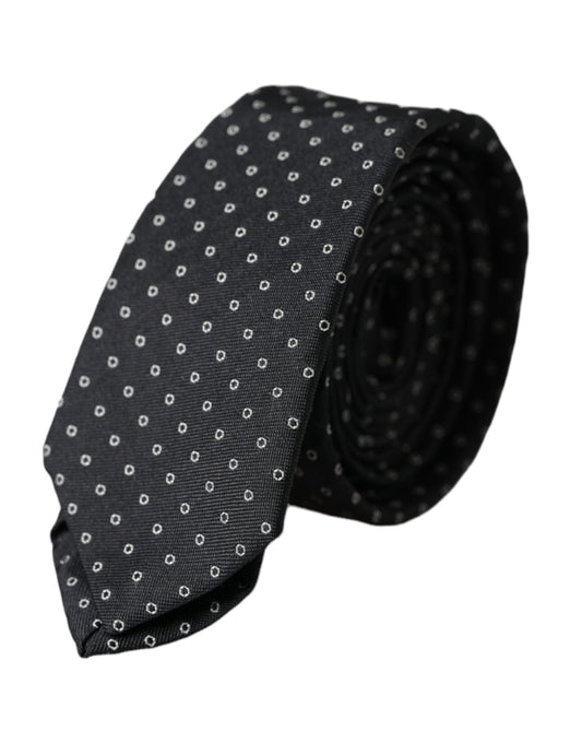 Dolce & Gabbana Black Circle Fantasy Adjustable Necktie Men Tie Dolce & Gabbana