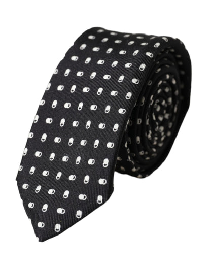 Dolce & Gabbana Black Patterned 100%Silk Adjustable Tie Dolce & Gabbana