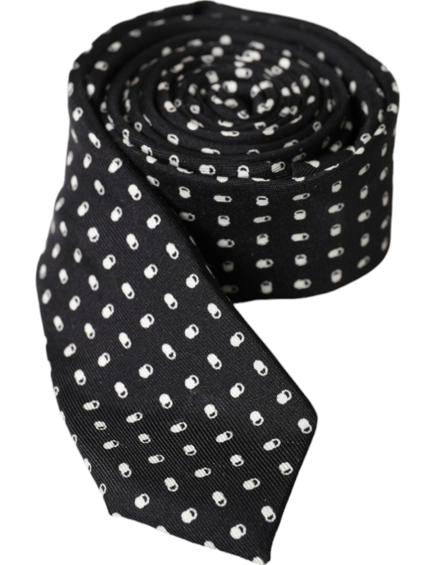 Dolce & Gabbana Black Patterned 100%Silk Adjustable Tie Dolce & Gabbana