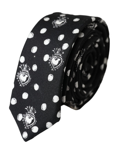 Dolce & Gabbana Black Heart Polka Dot Adjustable Tie Dolce & Gabbana