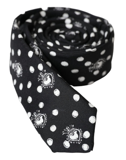 Dolce & Gabbana Black Heart Polka Dot Adjustable Tie Dolce & Gabbana