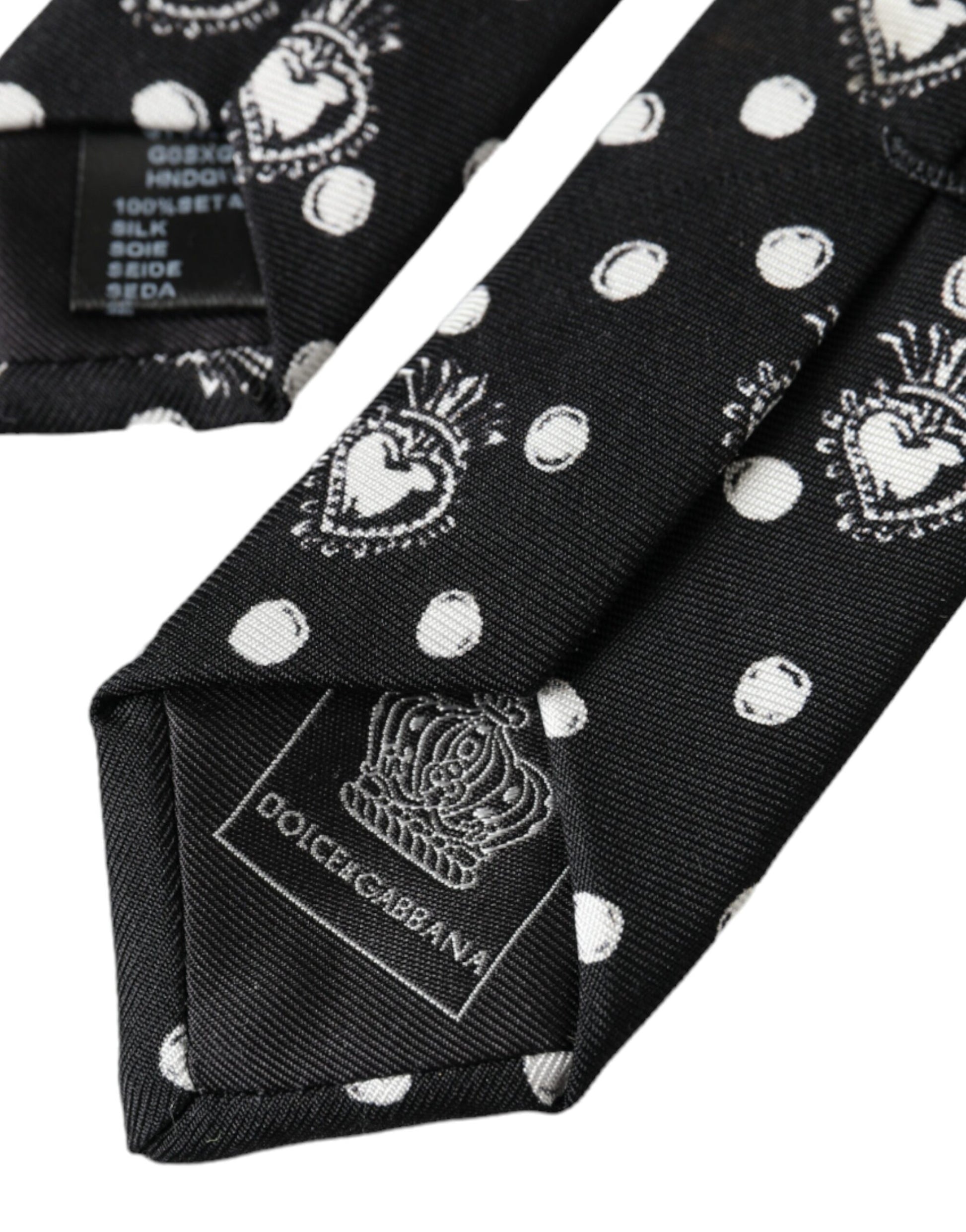 Dolce & Gabbana Black Heart Polka Dot Adjustable Tie