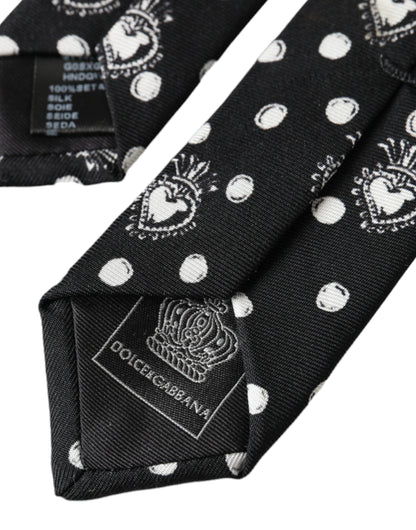 Dolce & Gabbana Black Heart Polka Dot Adjustable Tie Dolce & Gabbana