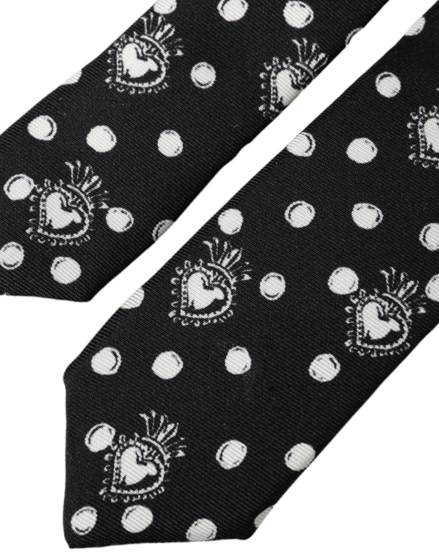 Dolce & Gabbana Black Heart Polka Dot Adjustable Tie Dolce & Gabbana