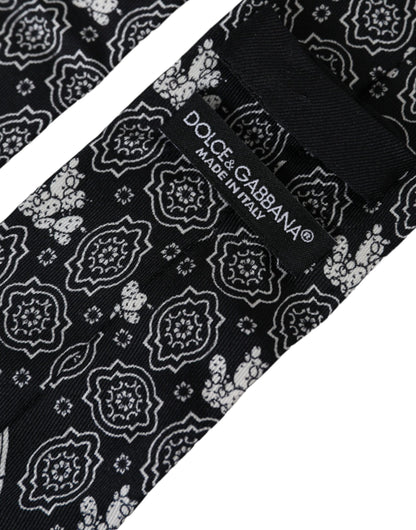 Dolce & Gabbana Black Patterned 100%Silk Adjustable Tie Dolce & Gabbana