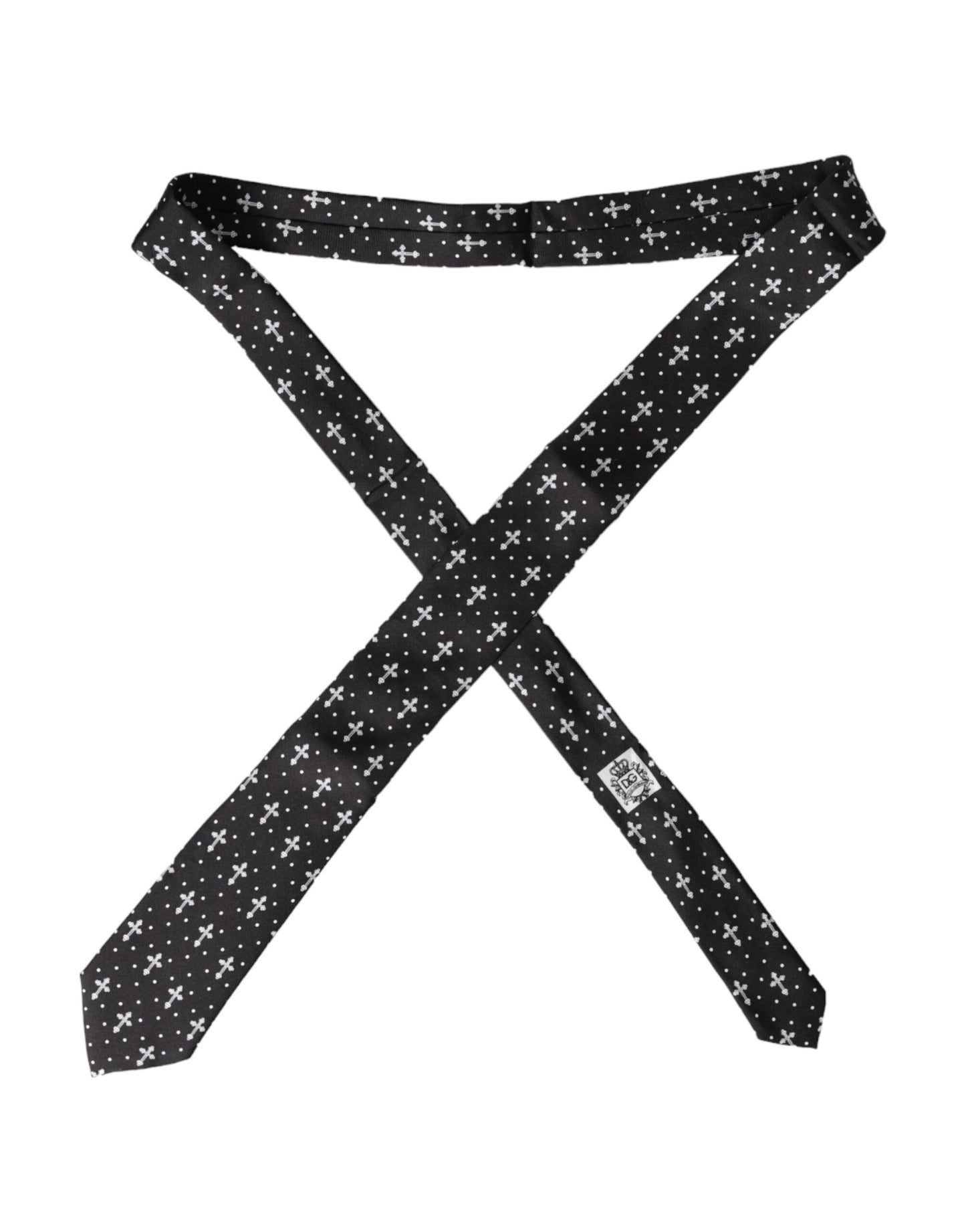 Dolce & Gabbana Black White Cross Silk Adjustable Tie Dolce & Gabbana