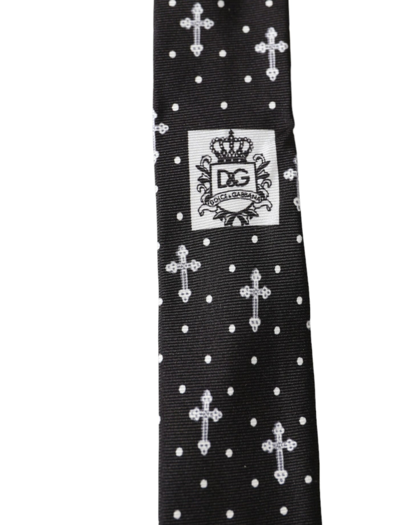 Dolce & Gabbana Black White Cross Silk Adjustable Tie Dolce & Gabbana