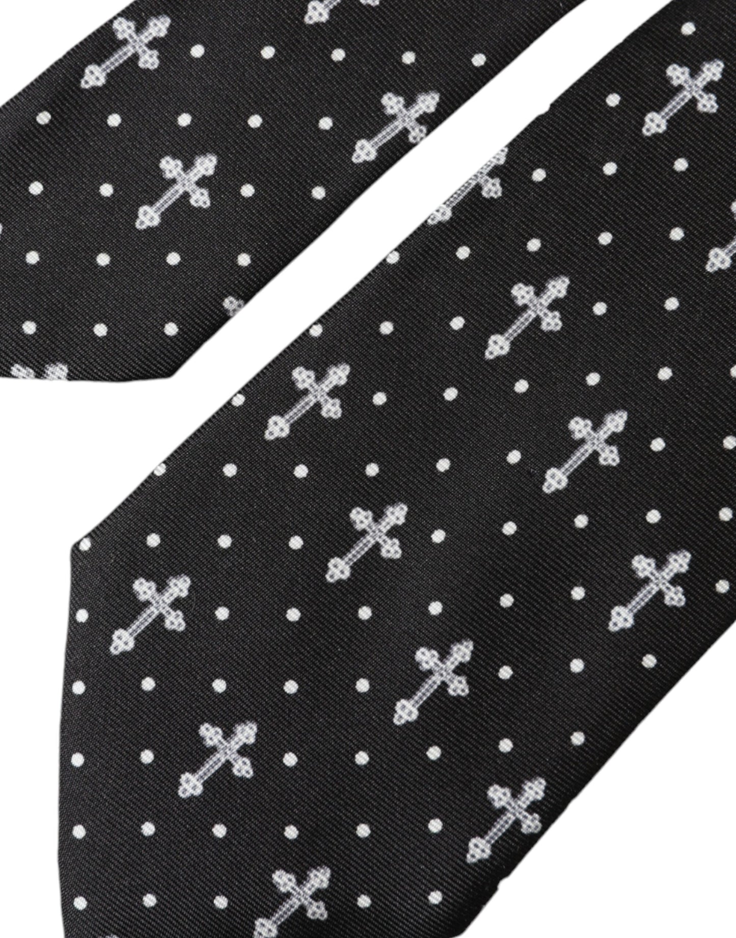 Dolce & Gabbana Black White Cross Silk Adjustable Tie Dolce & Gabbana