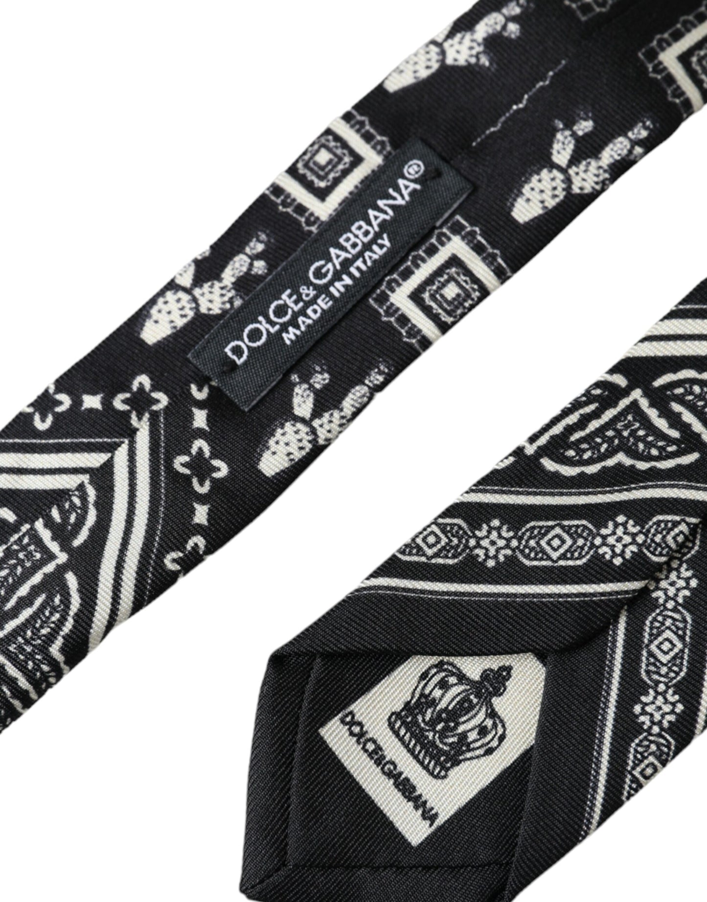 Dolce & Gabbana Black Patterned 100%Silk Adjustable Tie Dolce & Gabbana