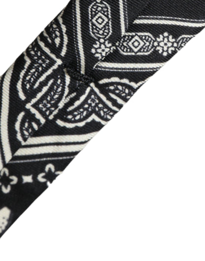 Dolce & Gabbana Black Patterned 100%Silk Adjustable Tie Dolce & Gabbana