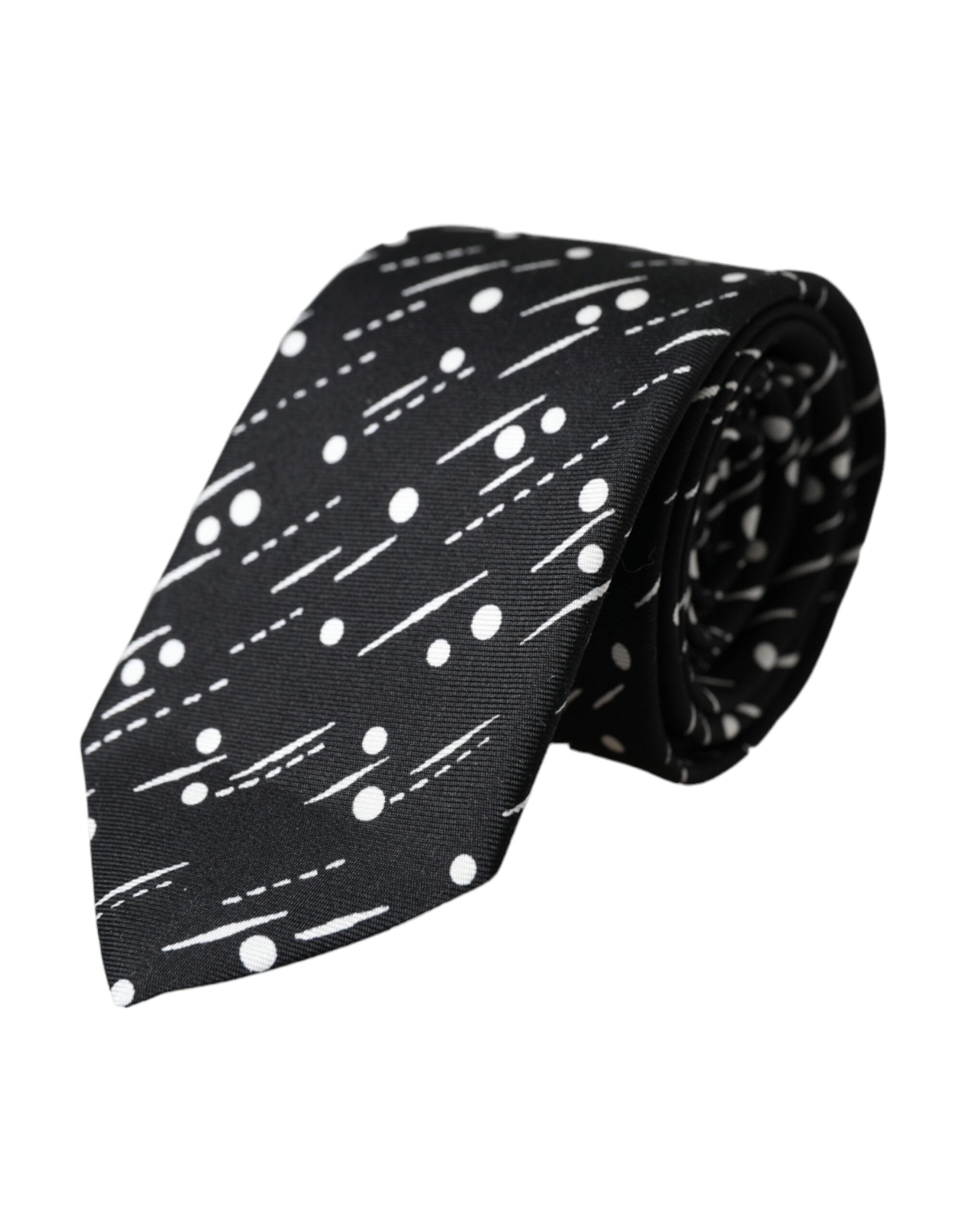 Dolce & Gabbana Black Dotted 100% Silk Adjustable Tie