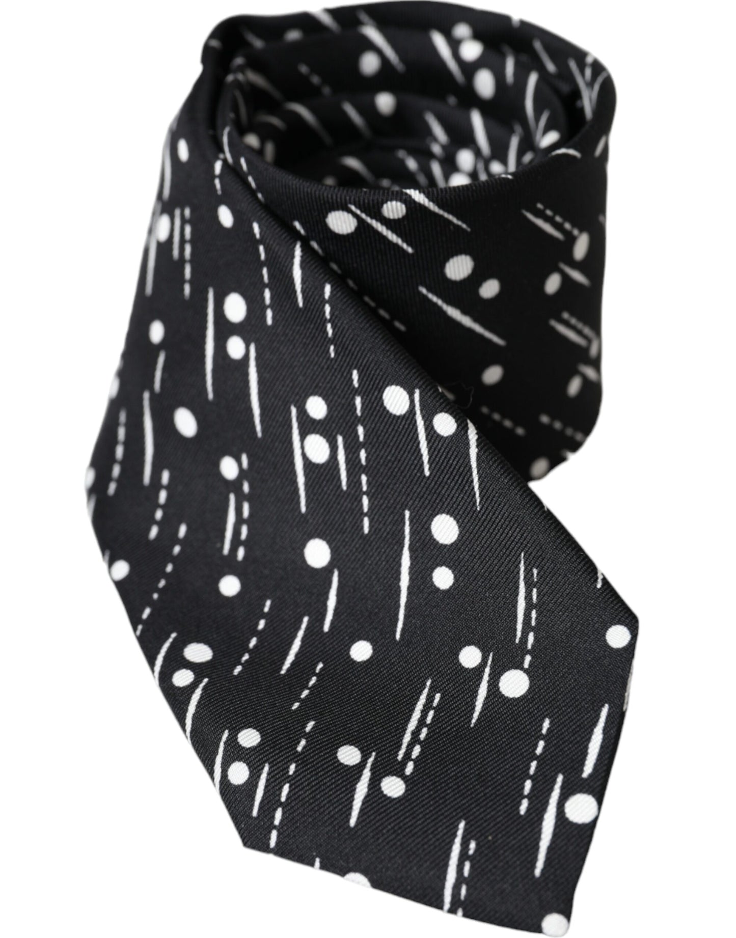 Dolce & Gabbana Black Dotted 100% Silk Adjustable Tie Dolce & Gabbana