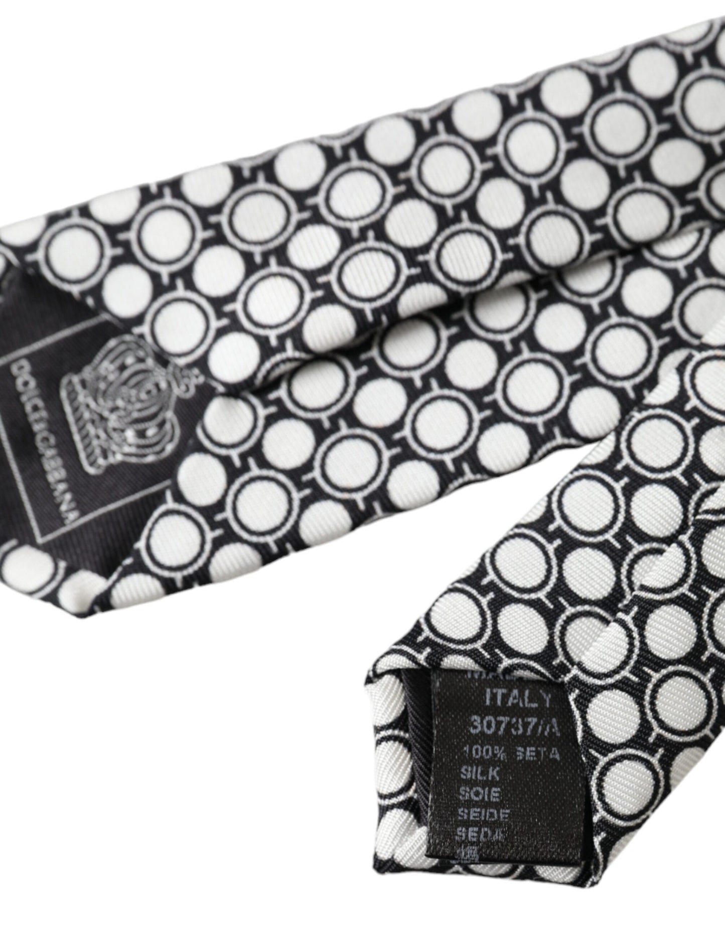 Dolce & Gabbana White Circles 100% Silk Adjustable Tie Dolce & Gabbana