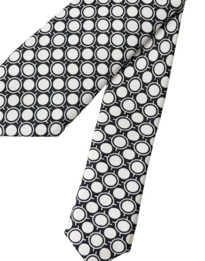 Dolce & Gabbana White Circles 100% Silk Adjustable Tie Dolce & Gabbana