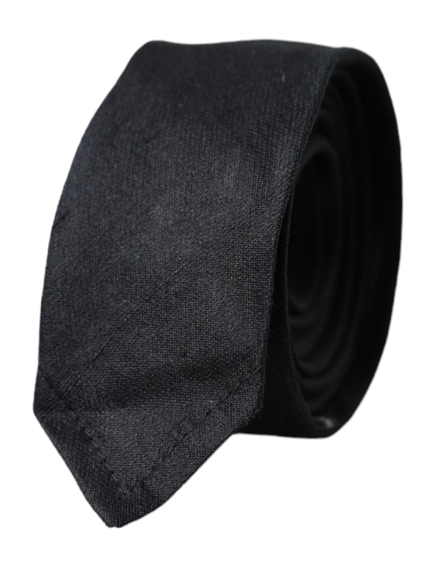 Dolce & Gabbana Black Solid 100% Silk Adjustable Tie Dolce & Gabbana