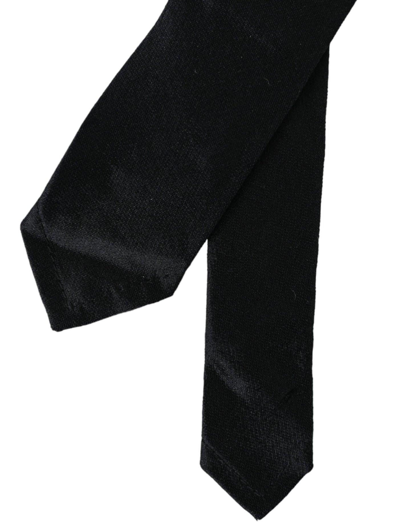 Dolce & Gabbana Black Solid 100% Silk Adjustable Tie Dolce & Gabbana