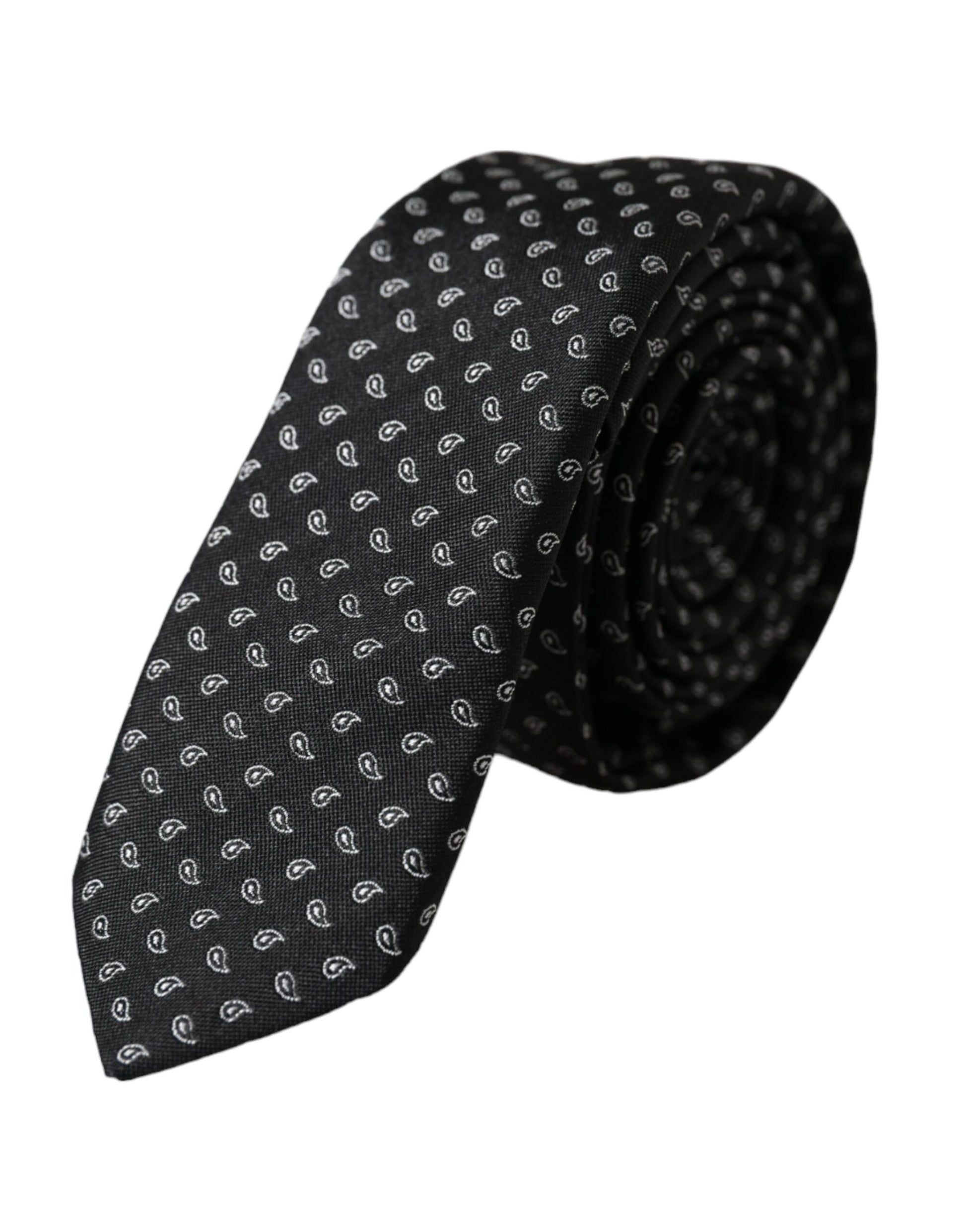 Dolce & Gabbana Black Jacquard Patterned Silk Adjustable Men Tie