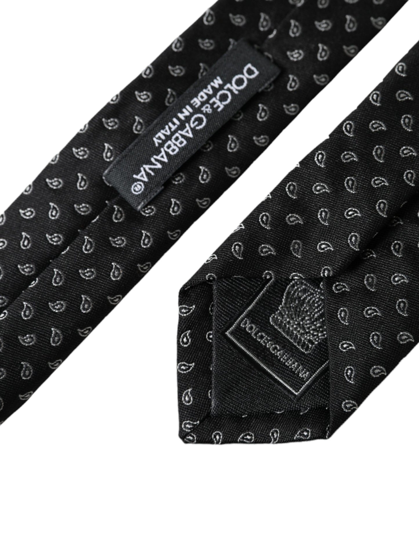 Dolce & Gabbana Black Jacquard Patterned Silk Adjustable Men Tie Dolce & Gabbana