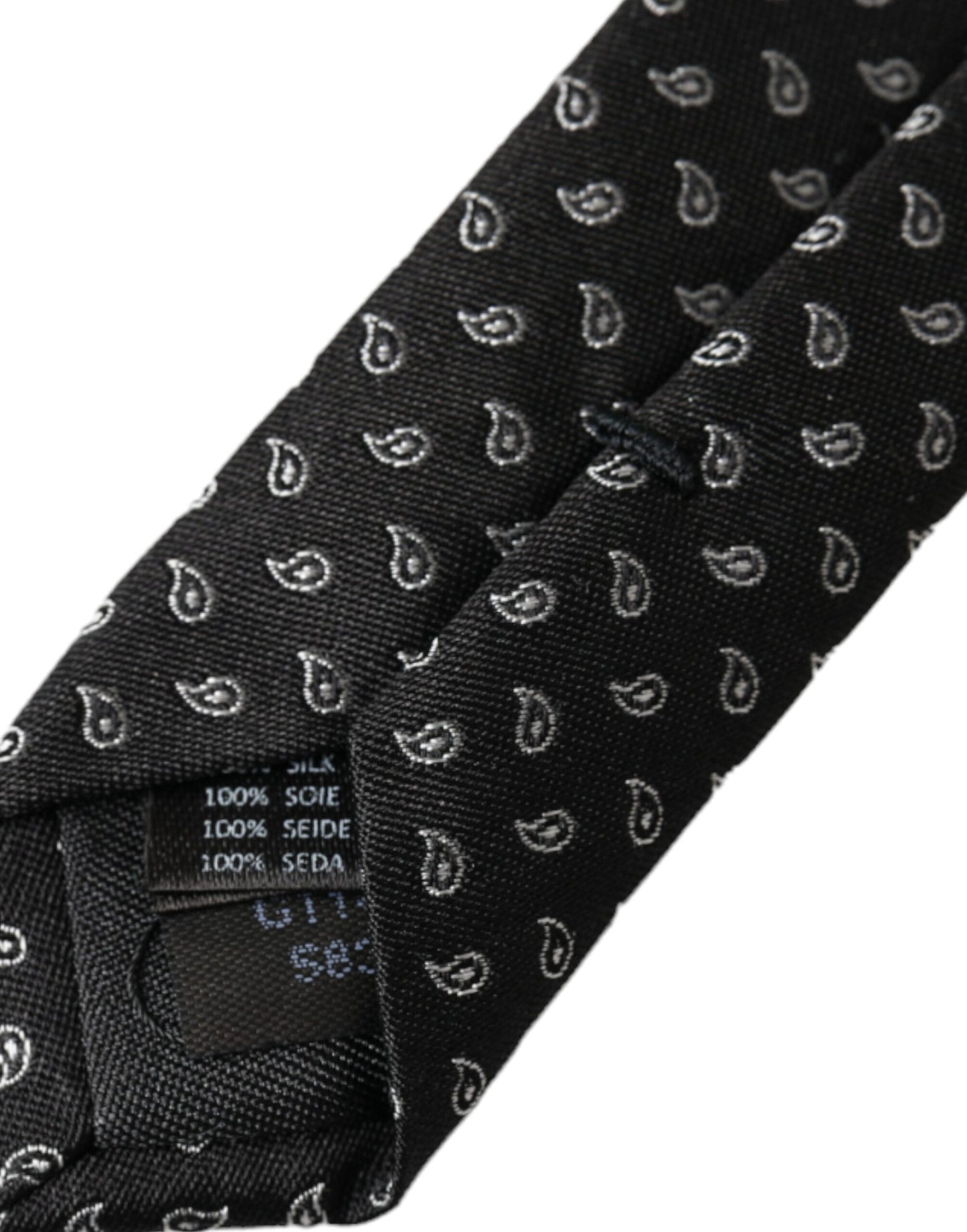 Dolce & Gabbana Black Jacquard Patterned Silk Adjustable Men Tie Dolce & Gabbana