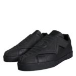 Dolce & Gabbana Black Leather Slip On Low Top Sneakers Shoes Dolce & Gabbana