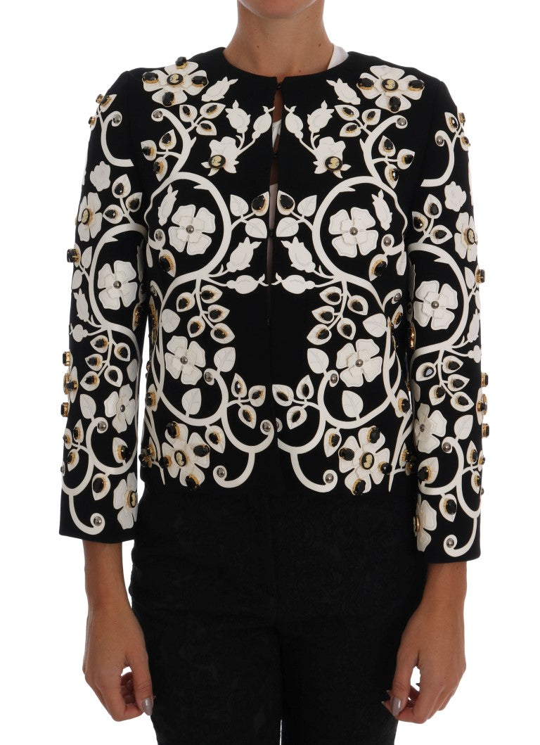 Dolce & Gabbana Floral Embroidered Crystal Wool Coat Jacket Dolce & Gabbana