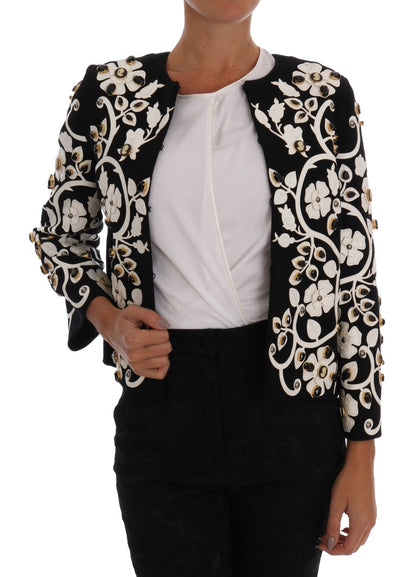 Dolce & Gabbana Floral Embroidered Crystal Wool Coat Jacket Dolce & Gabbana