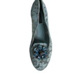 Dolce & Gabbana Blue Lace Crystal Ballet Flats Loafers Shoes Dolce & Gabbana