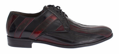 Dolce & Gabbana Elegant Black Bordeaux Striped Leather Dress Shoes Dolce & Gabbana