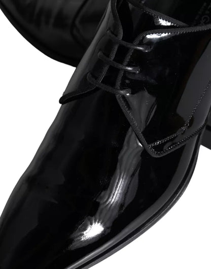 Dolce & Gabbana Black Calfskin Leather Derby Men Dress Shoes Dolce & Gabbana