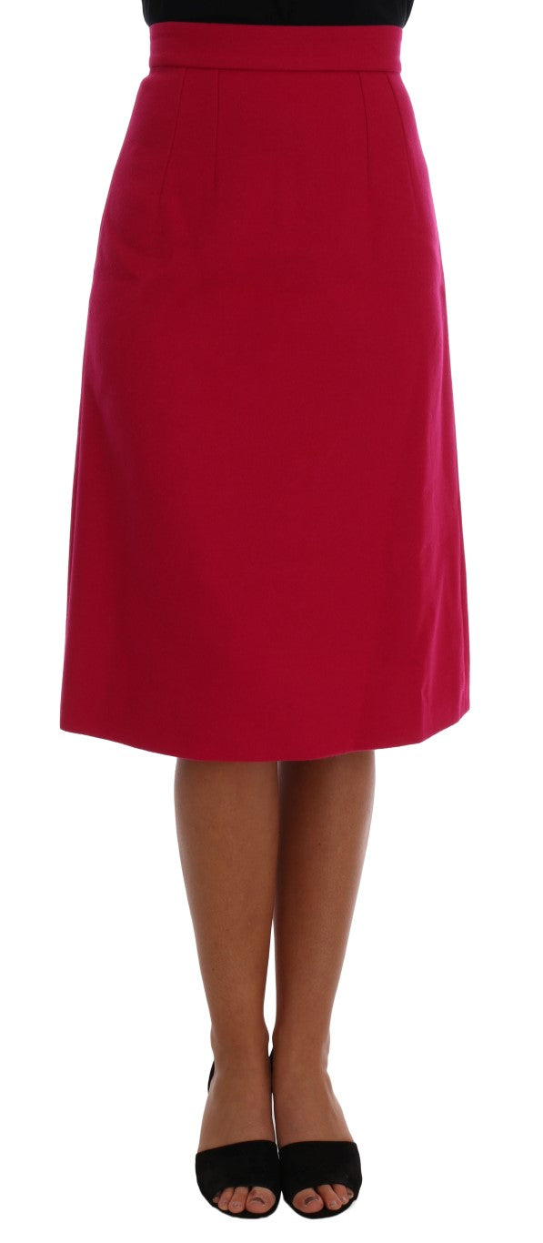 Dolce & Gabbana Elegant Pink Wool A-Line Knee-Length Skirt Dolce & Gabbana