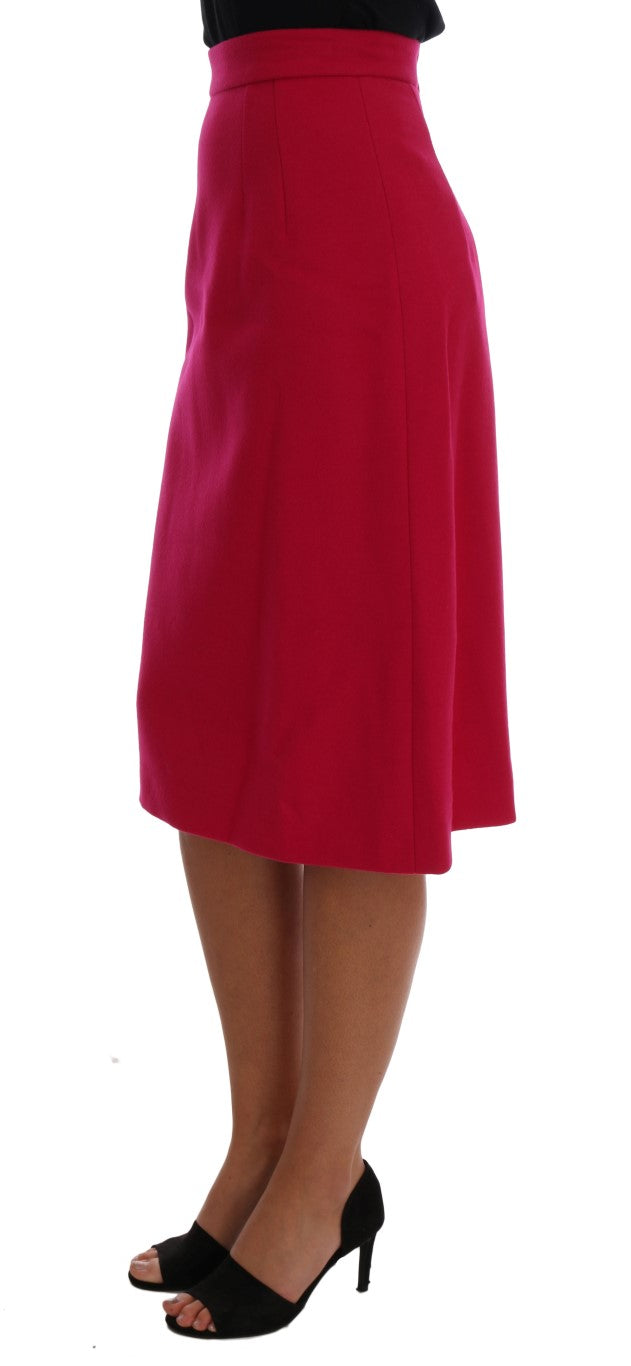 Dolce & Gabbana Elegant Pink Wool A-Line Knee-Length Skirt Dolce & Gabbana