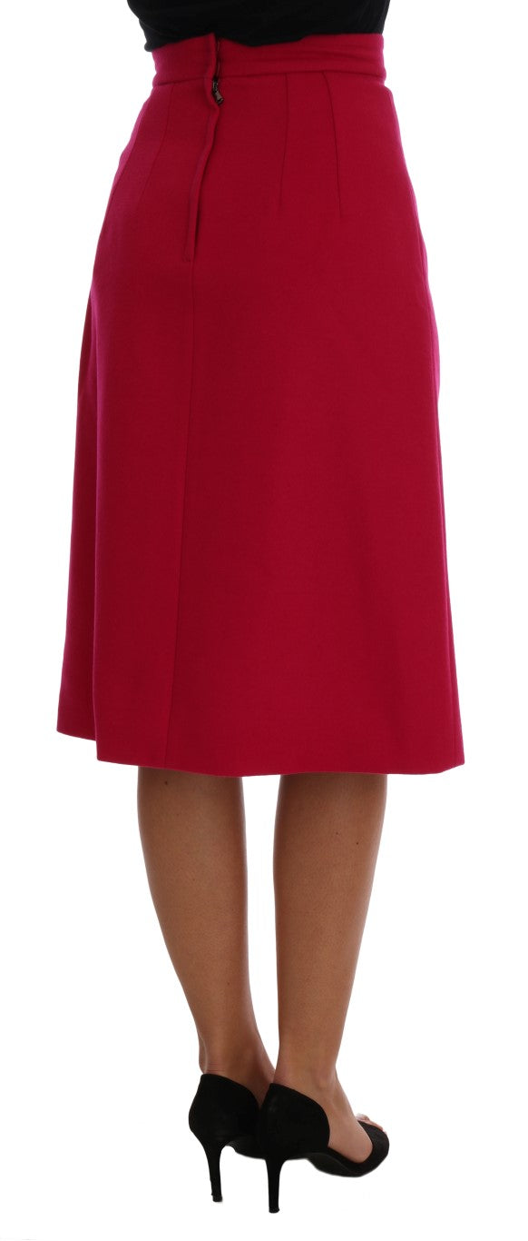 Dolce & Gabbana Elegant Pink Wool A-Line Knee-Length Skirt Dolce & Gabbana