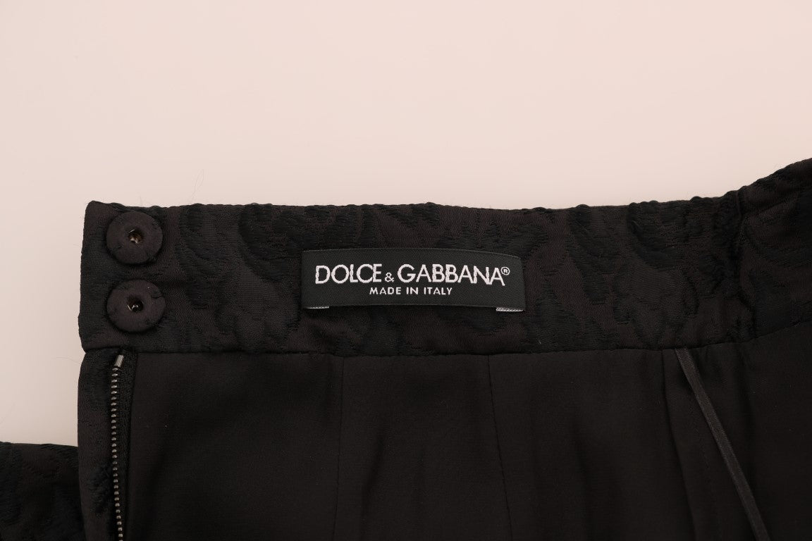 Dolce & Gabbana Elegant Black Floral Jacquard A-Line Skirt Dolce & Gabbana