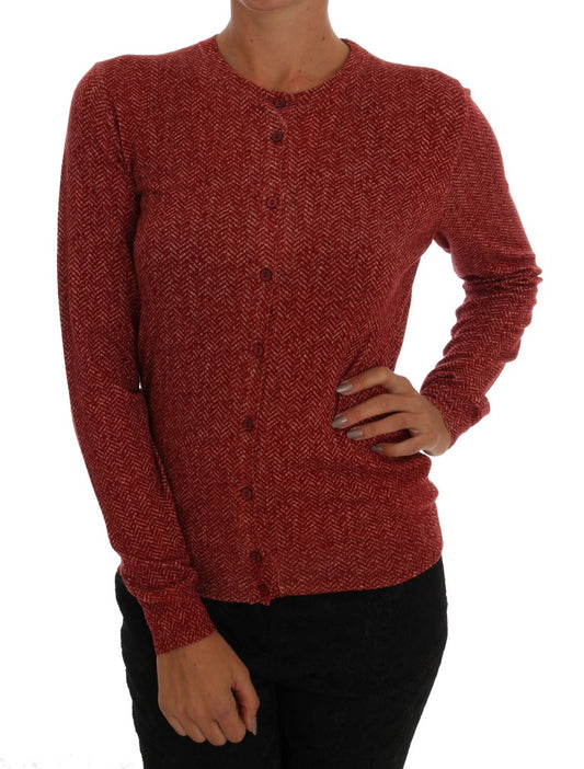 Dolce & Gabbana Red Wool Cardigan Sweater Dolce & Gabbana