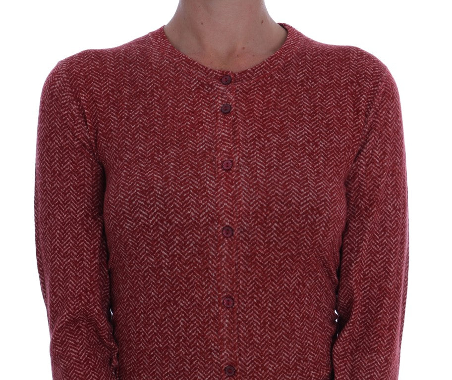 Dolce & Gabbana Red Wool Cardigan Sweater Dolce & Gabbana