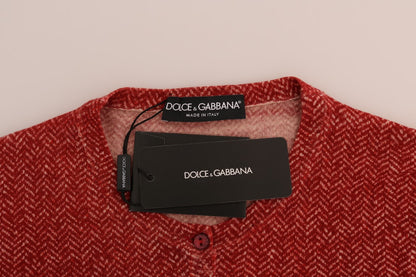 Dolce & Gabbana Red Wool Cardigan Sweater Dolce & Gabbana