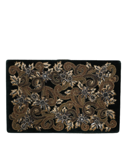 Dolce & Gabbana Black Velvet Gold Frame Clutch Evening Party Purse Bag Dolce & Gabbana