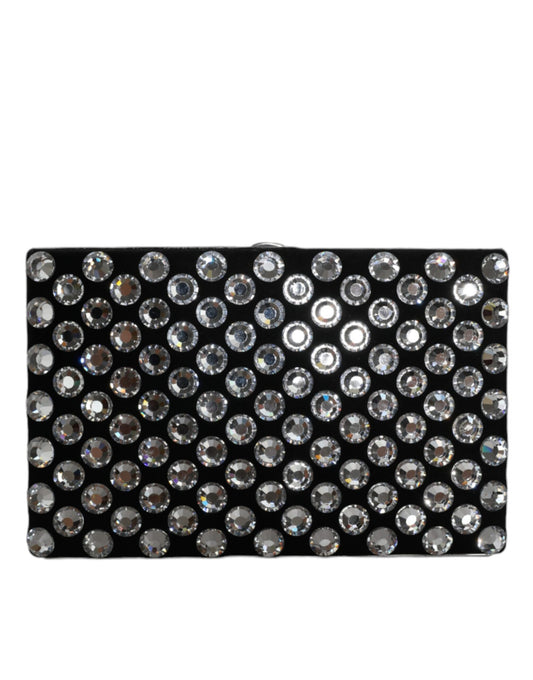 Dolce & Gabbana Black Velvet Crystal Clutch Evening Party Purse Bag Dolce & Gabbana