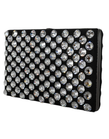 Dolce & Gabbana Black Velvet Crystal Clutch Evening Party Purse Bag Dolce & Gabbana