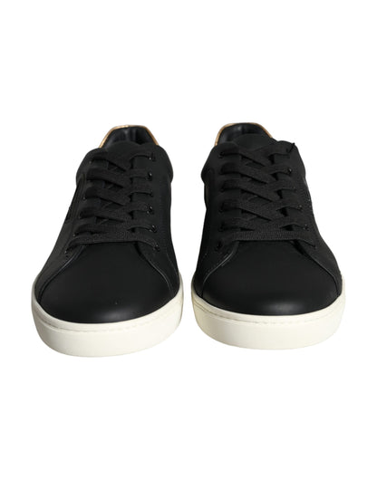 Dolce & Gabbana Black Leather Portofino Low Top Sneakers Shoes Dolce & Gabbana