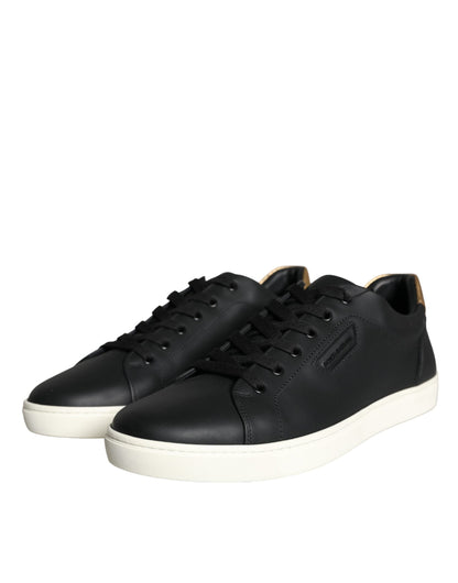 Dolce & Gabbana Black Leather Portofino Low Top Sneakers Shoes Dolce & Gabbana