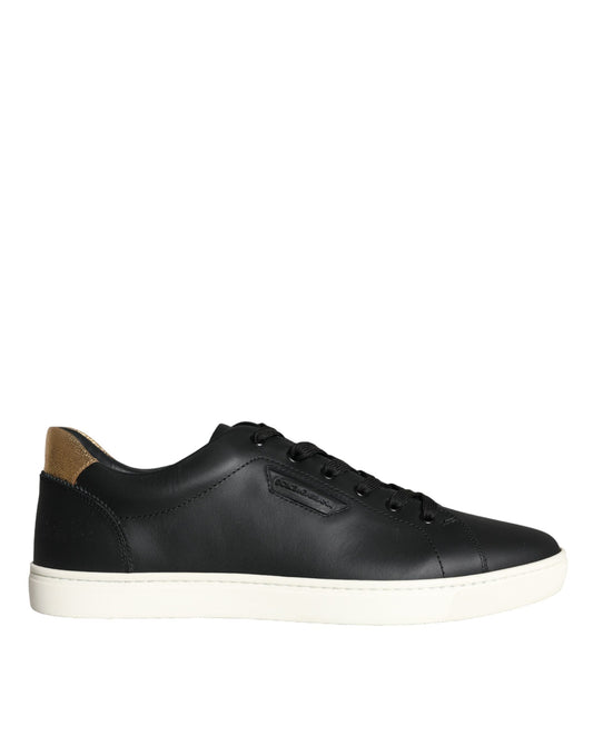 Dolce & Gabbana Black Leather Portofino Low Top Sneakers Shoes Dolce & Gabbana