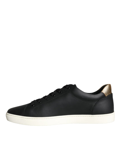 Dolce & Gabbana Black Leather Portofino Low Top Sneakers Shoes Dolce & Gabbana