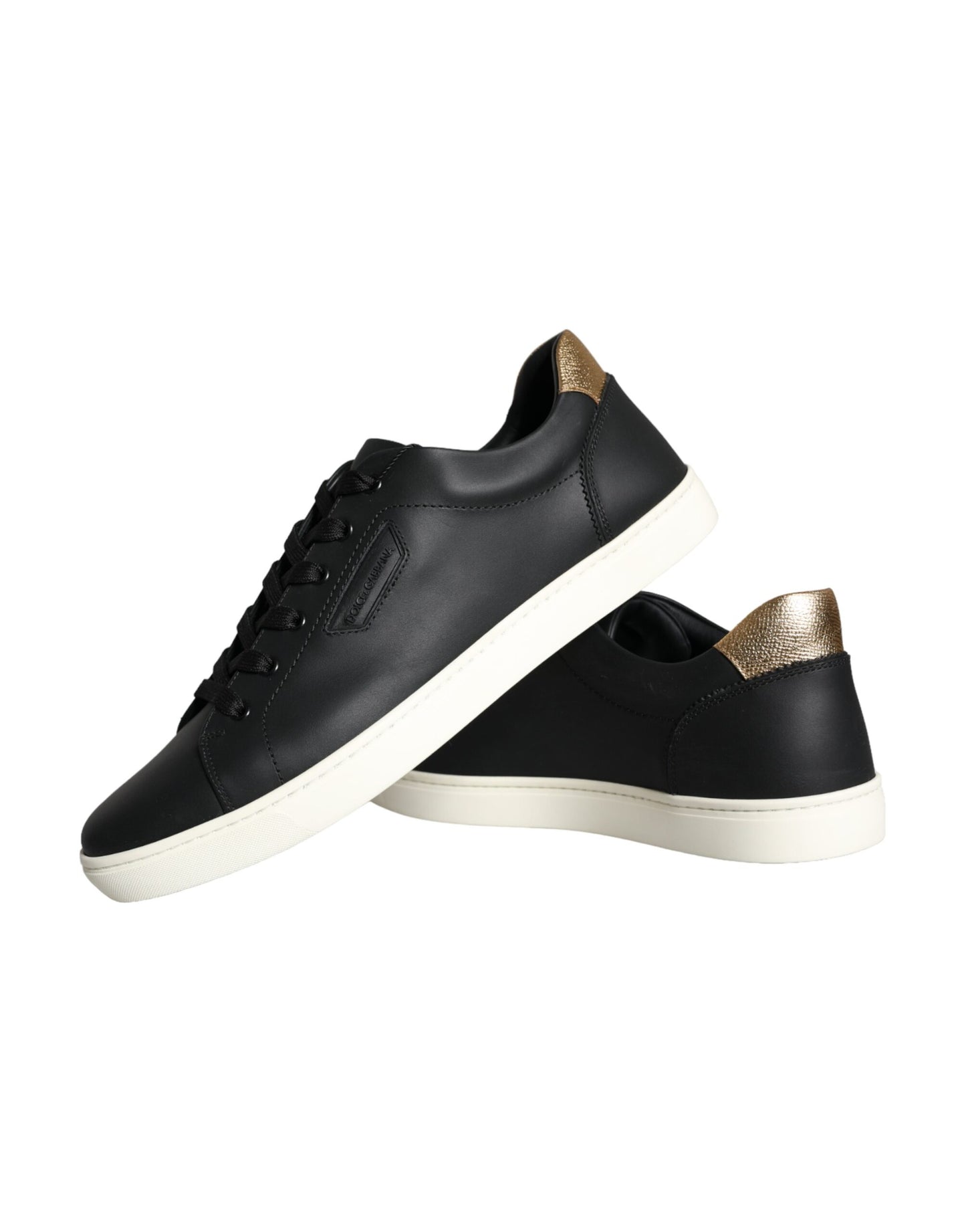 Dolce & Gabbana Black Leather Portofino Low Top Sneakers Shoes Dolce & Gabbana