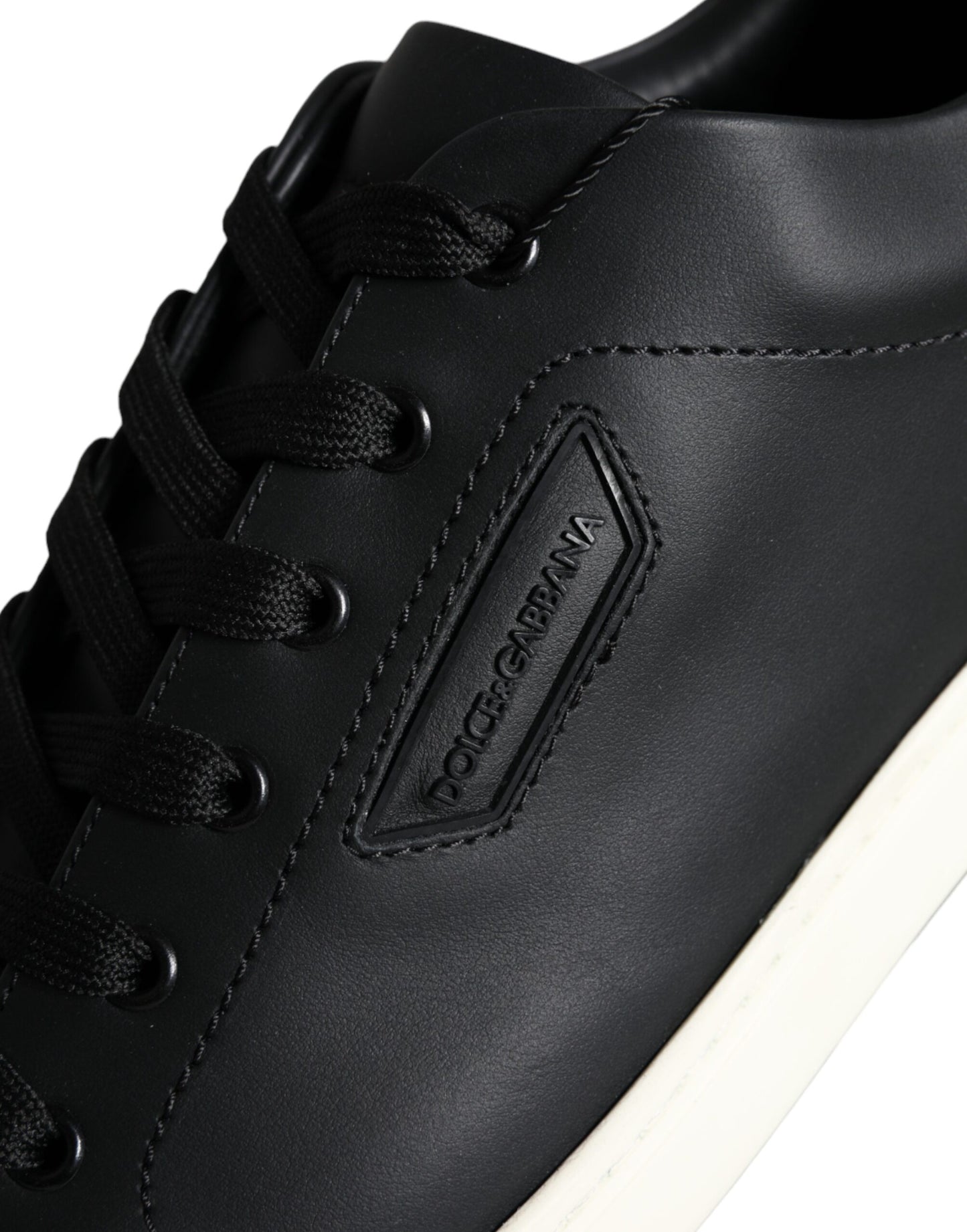 Dolce & Gabbana Black Leather Portofino Low Top Sneakers Shoes Dolce & Gabbana