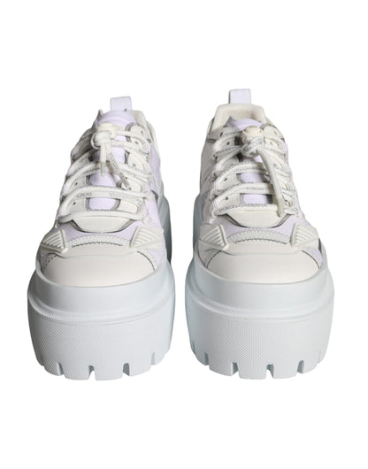 Dolce & Gabbana White Silver Chunky Platform Sneakers Shoes Dolce & Gabbana