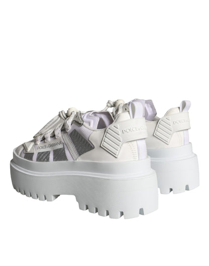 Dolce & Gabbana White Silver Chunky Platform Sneakers Shoes Dolce & Gabbana