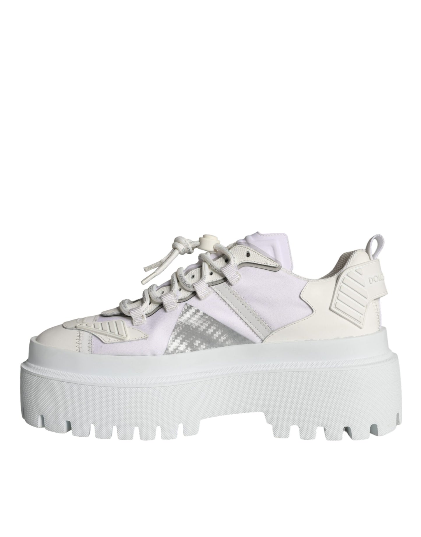 Dolce & Gabbana White Silver Chunky Platform Sneakers Shoes Dolce & Gabbana